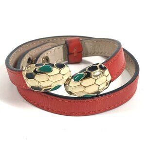 Bvlgari Bracelet Serpenti Forever Logo Leather Red